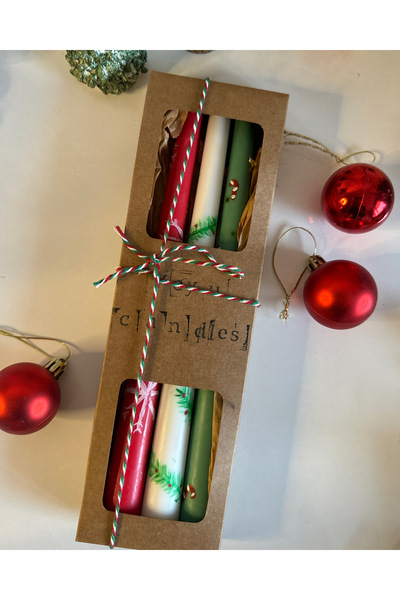 yeyu candles chirstmas candlestick 3lü set / noel tasarımlı şamdan mum seti