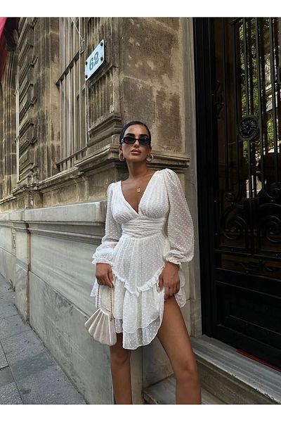 sportiness Λεπτομερές φόρεμα από τούλι Pompom