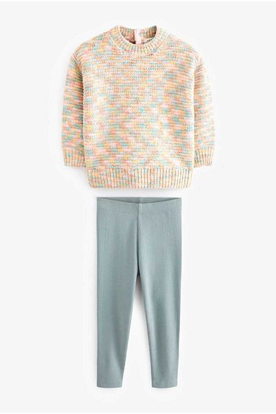 Next Baby Colorful Sweater and Ribbed Baby Leggings - Bottom and Top Set