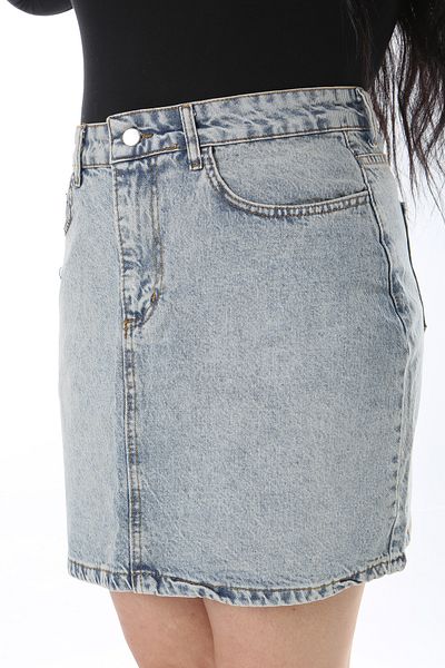 Şans Fusta de damă, cu efect de spălare albastru, mărime mare, din denim 65N38500