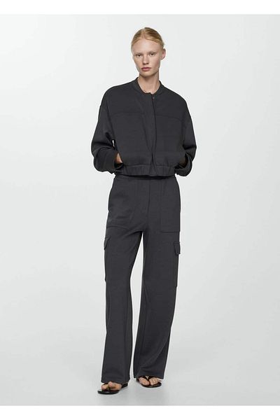 MANGO Woman Μπουφάν bomber με διακοσμητική ραφή