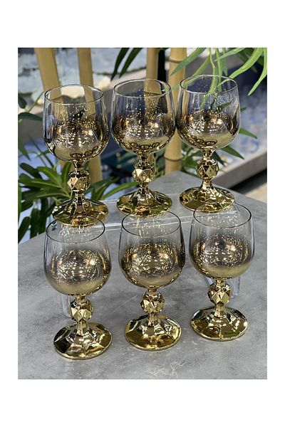 Doğudeko Czechoslavia Crystal Gold Nitro 6-Piece Coffee Glass