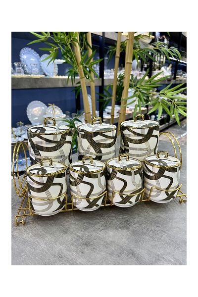 Doğudeko Marjorie Lux Porcelain 7-Piece Spice Set