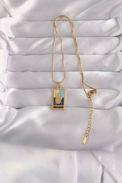 Clariss 316L الصلب الذهب اللون مختلط المينا اليد الشكل التارو قلادة