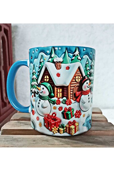 Mugs and love Yılbaşı Kardanadam Baskı Porselen Kupa