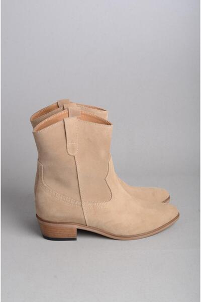 SEÇ KUNDURA SEÇ 1219 Γνήσιο Δερμάτινο Western Boots Beige Suede