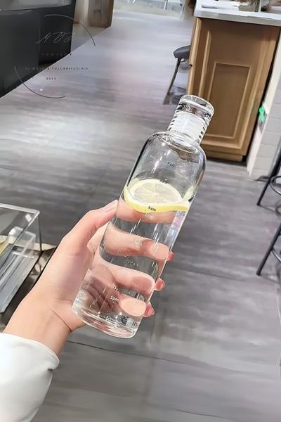 FORSEİ LUCA 500ml Motivational Healthy Glass Water Bottle - Leak Proof Vacuum Flask Water Bottle