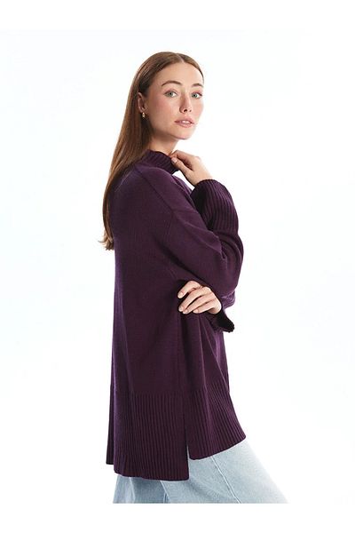 LC Waikiki Lcwaikiki Classic Purple Half Turtleneck Oversize Women's Knitwear Sweater