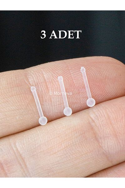 MORNEVA Transparent Bulk Invisible Antiallergic Bioplast Silicone Acceleration Nose Piercing (3 Pcs)