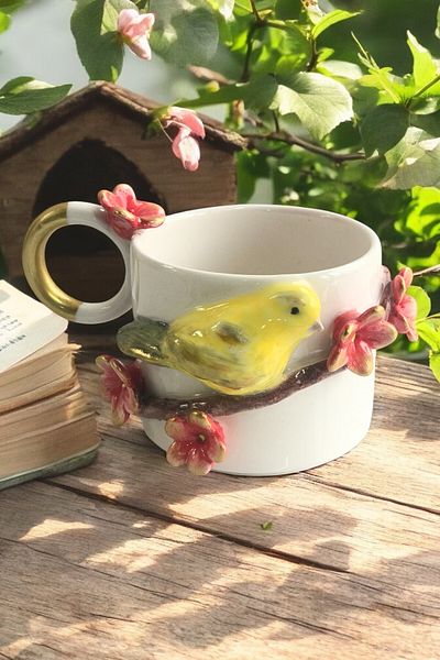 Spica Ceramica كوب شاي قهوة مصنوع يدويًا من الكناري الأصفر سعة 200 مل