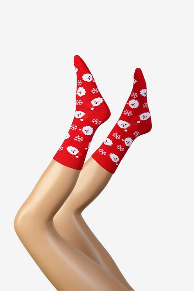 Moda1001 Santa Claus Themed New Year Women's Socks - Red