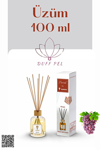 DUFF PEL ÜZÜM Kokusu Bambu Çubuklu Amber Cam Şişeli 100 Ml