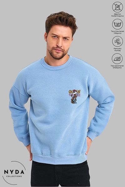 Nyda Collections Unisex μακρυμάνικη κιθάρα Bugs Bunny με στάμπα με λαιμόκοψη χωρίς κουκούλα Raster Oversize φούτερ