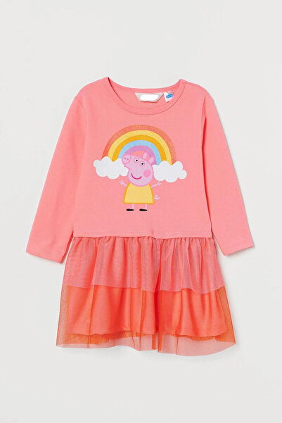 Colorstories Kız Çocuk Peppa Pig Baskılı Sweatshirt Elbise