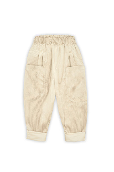 Catz Kids Yumuşak Kadife 2'li Boyfriend Pantolon ( Camel&Krem )