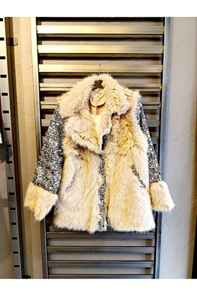 ZTO KADIN TASARIM PAYETLİ SUNİ KÜRK DETAY KABAN