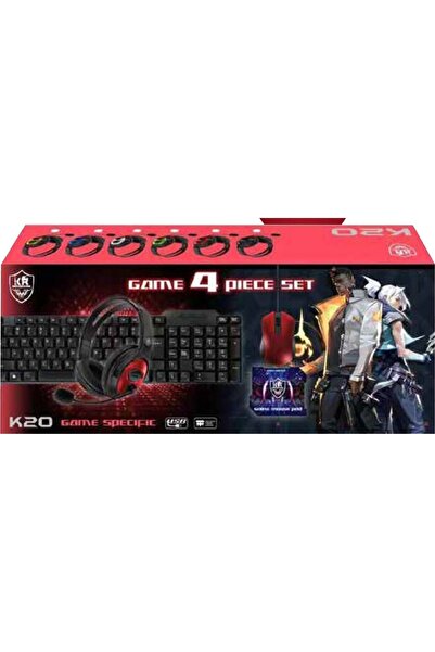 Genel Markalar Tam Paket K20 Oyuncu Gamer Seti Klavye Mouse Kulaklık Mouse Pa...