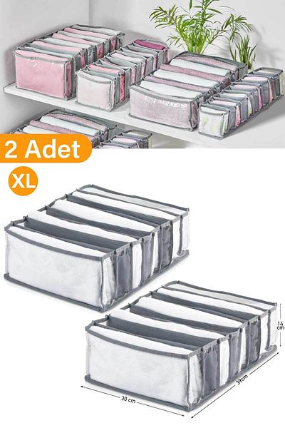 Serstil 2 Pieces - 8-Compartment Transparent Drawer Organizer - Xlarge