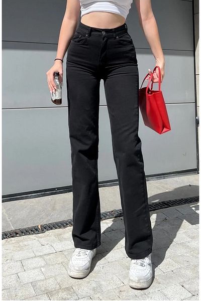 Ramrod Kalhoty Nicy Black Palazzo - super vysoký pas, lycra a volné džíny