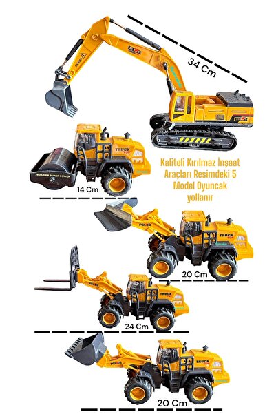 Ailenizin Oyuncakçısı Kepçe Beton Mikseri Kamyon su tankeri 4lü Oyuncak Inşaat Araçları Seti