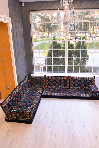 BAKIRÖZÜ HOME Şark Köşesi Takımı Konsepti Lacivert Buhara Modeli Koltuk Takım...