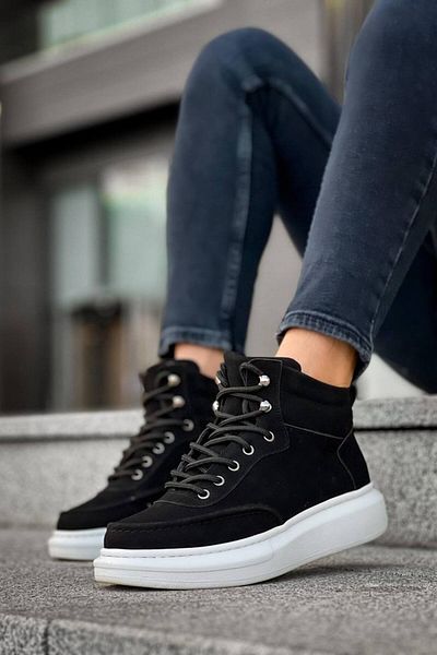 Joy Man J0994 Ανδρικές μπότες με ορθοπεδική σόλα και εμφάνιση σουέτ - με κορδόνια, αδιάβροχα και ανθεκτικά στο κρύο, καθημερινό χειμώνα, μαύρο