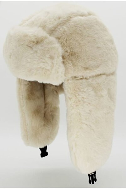 MUTE BAG Бежева шапка з вушками, зимова плюшева шапка