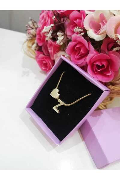Judas Takı Women's Gold Steel Chain Heart Letter Necklace, Initial Letter Nec...