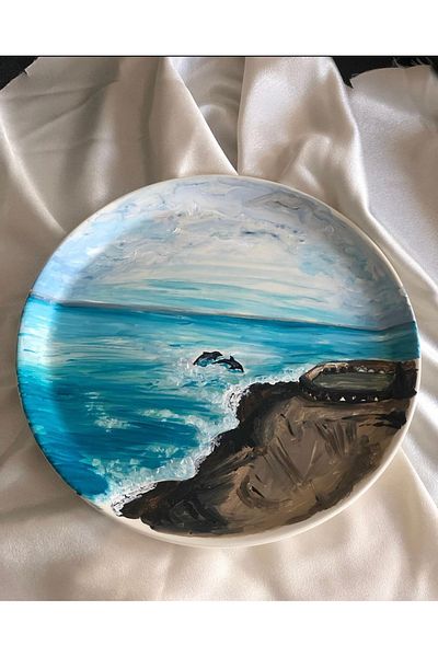 Store Specially Designed Hand Painted Ocean Themed Presentation Plate