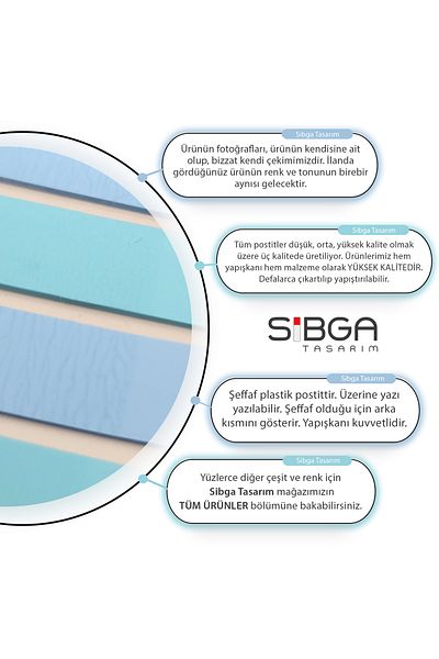 sibga tasarım Transparent Colored Post-It Note Paper - 200 Sheets Bookmark Sticker
