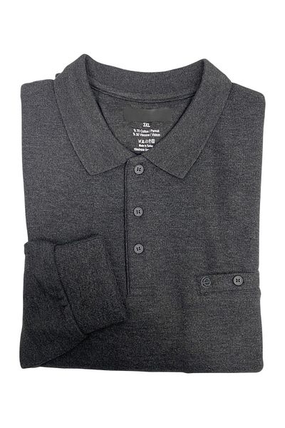 Ercan Men's Large Size Polo Neck Thessaloniki Knitted Sweater 2142