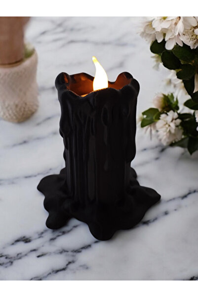 Maflen Led Mumlu Eriyen Alev Efektli Titreyen Led Mum Modern Dekoratif Şamdan...