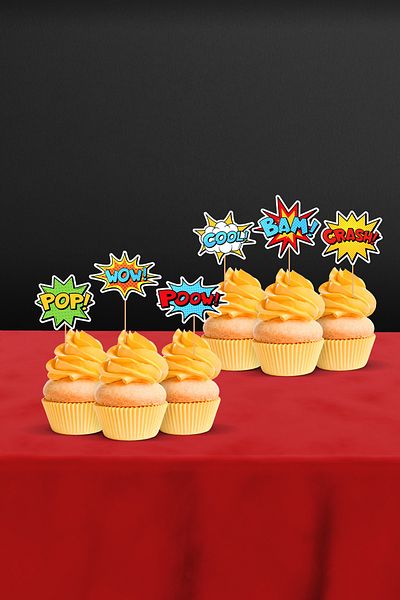 Hey Parti Super Hero Themed 12-Piece Cupcake Ornament