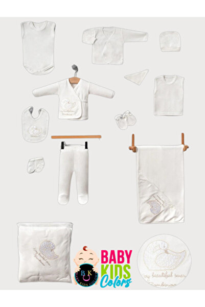 baby kids colors Unisex 10 Parca Yeni Doğan Hastane Çıkışı Zıbın Set Kuğu Nak...