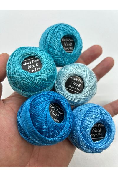 ALMİŞ Alış Perle Etamin-Cross Stitch 5'Li̇ Thread Set (10 Gr-No:8)