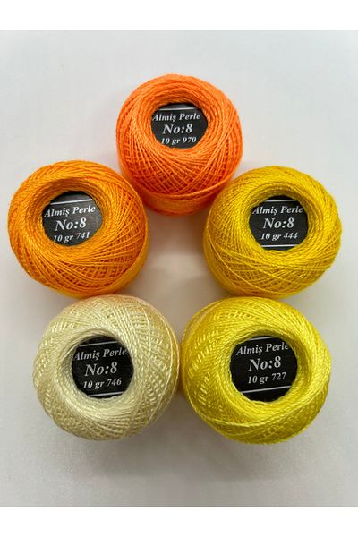 ALMİŞ Alış Perle Etamin-Cross Stitch 5'Li̇ Thread Set (10 Gr-No:8)