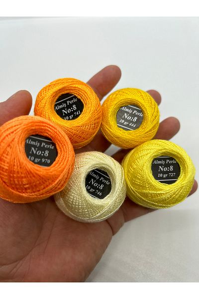 ALMİŞ Alış Perle Etamin-Cross Stitch 5'Li̇ Thread Set (10 Gr-No:8)