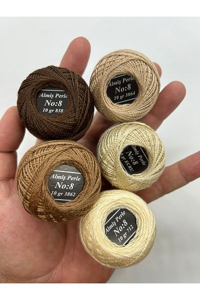ALMİŞ Alış Perle Etamin-Cross Stitch 5'Li̇ Thread Set (10 Gr-No:8)