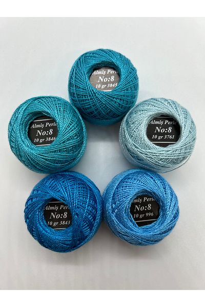 ALMİŞ Alış Perle Etamin-Cross Stitch 5'Li̇ Thread Set (10 Gr-No:8)