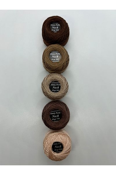 ALMİŞ Alış Perle Etamin-Cross Stitch 5'Li̇ Thread Set (10 Gr-No:8)