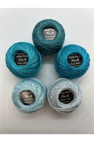 ALMİŞ Alış Perle Etamin-Cross Stitch 5'Li̇ Thread Set (10 Gr-No:8)