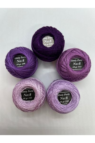 ALMİŞ Alış Perle Etamin-Cross Stitch 5'Li̇ Thread Set (10 Gr-No:8)