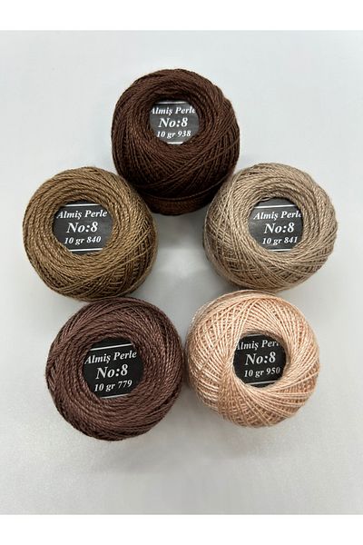 ALMİŞ Alış Perle Etamin-Cross Stitch 5'Li̇ Thread Set (10 Gr-No:8)