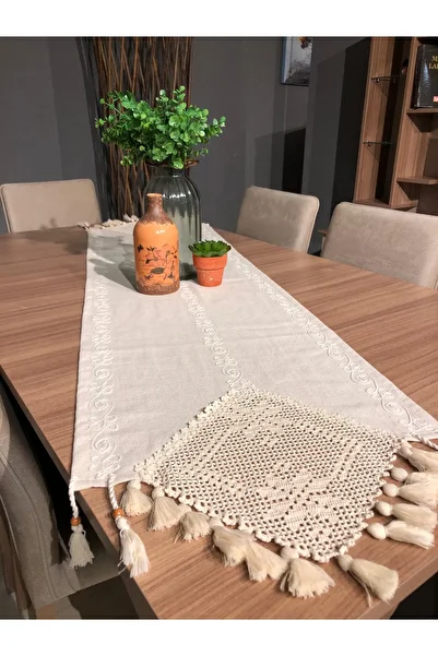 LUWİNO HOME Cărucior din dantelă naturală 45 x 145 cm