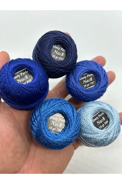 ALMİŞ Alış Perle Etamin-Cross Stitch 5'Li̇ Thread Set (10 Gr-No:8)