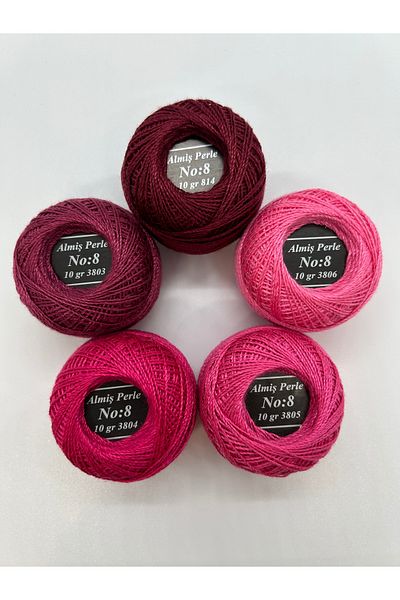 ALMİŞ Alış Perle Etamin-Cross Stitch 5'Li̇ Thread Set (10 Gr-No:8)