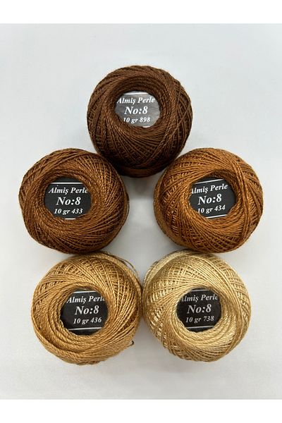 ALMİŞ Alış Perle Etamin-Cross Stitch 5'Li̇ Thread Set (10 Gr-No:8)