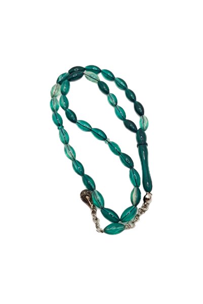 Han Ticarethane Mărgele de rugăciune din chihlimbar pudră transparentă verde