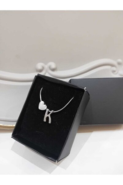 Judas Takı Women's Silver Steel Chain Heart Letter Necklace, Initial Letter N...