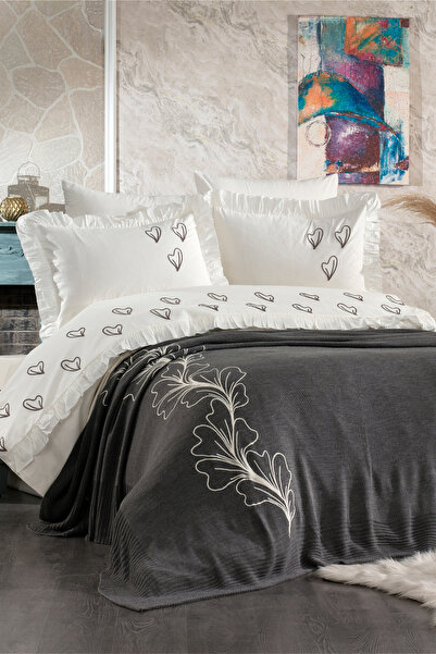 Minelya Home Collection تريكو آرت 7 قطع - طقم غطاء لحاف قطني مزدوج مع بطانية ...